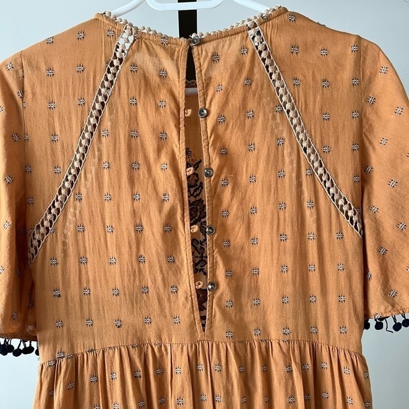 Zara Mustard Embroidered midi dress, size XSmall. - Picture 6 of 6